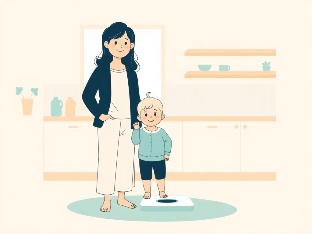 Illustration av en vägning hemma i familjens vardag
