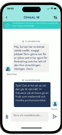 Messaging function in the Evira app